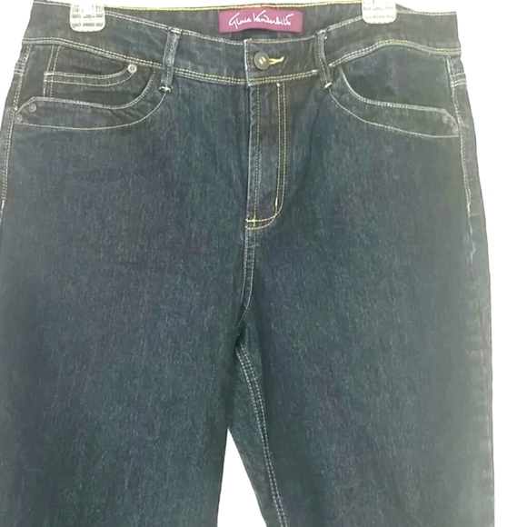 Gloria Vanderbilt Dark Wash Straight Leg Jeans Flap Pockets 12 Classic Denim - Picture 2 of 4